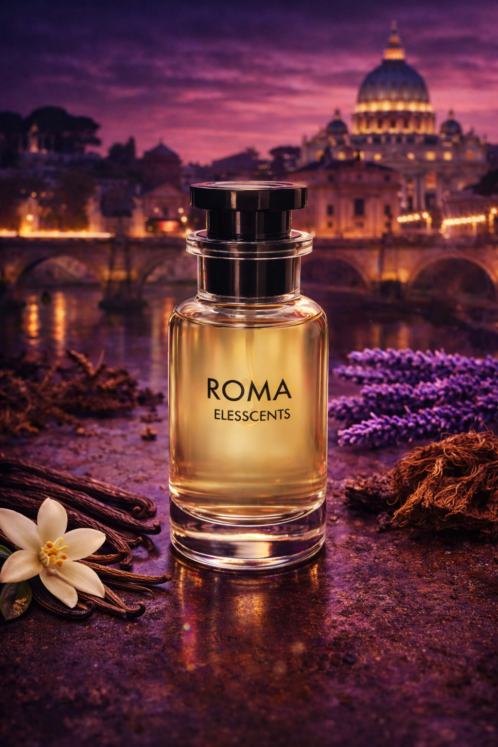 ELESSCENTS Roma Inspired by Ventino Born in Roma Intense perfume bottle with sleek design and vibrant label.