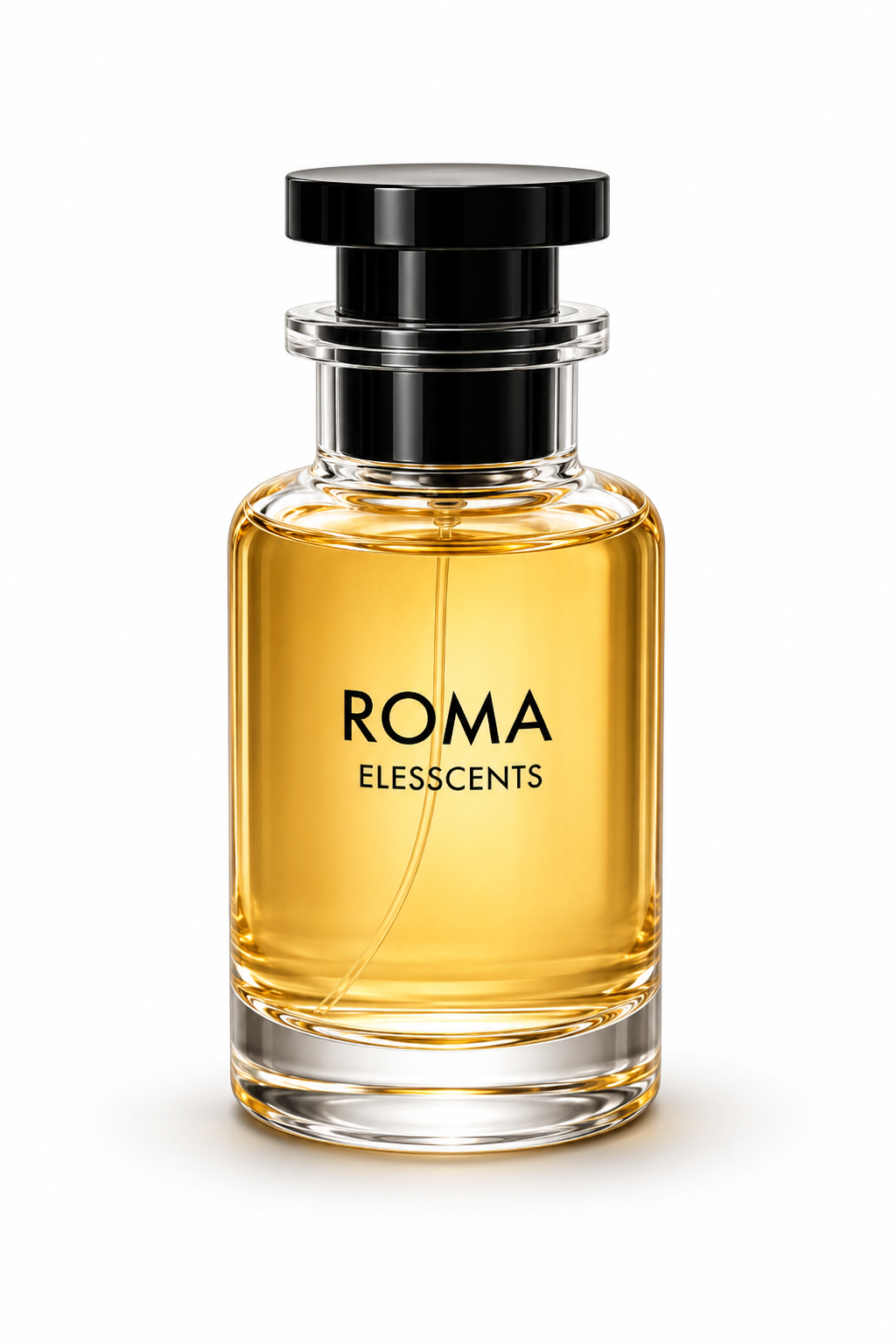 Perfume bottle labeled 'ROMA Elesscents' on a white background