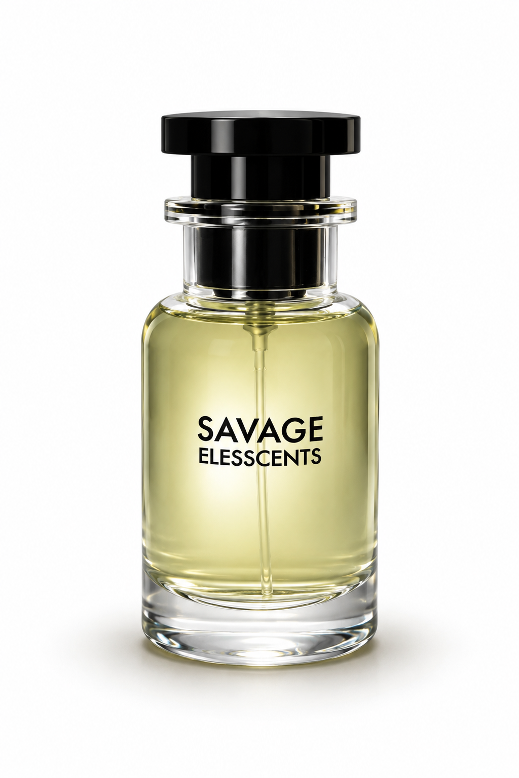 Perfume bottle labeled 'Savage Elesscents' on a white background
